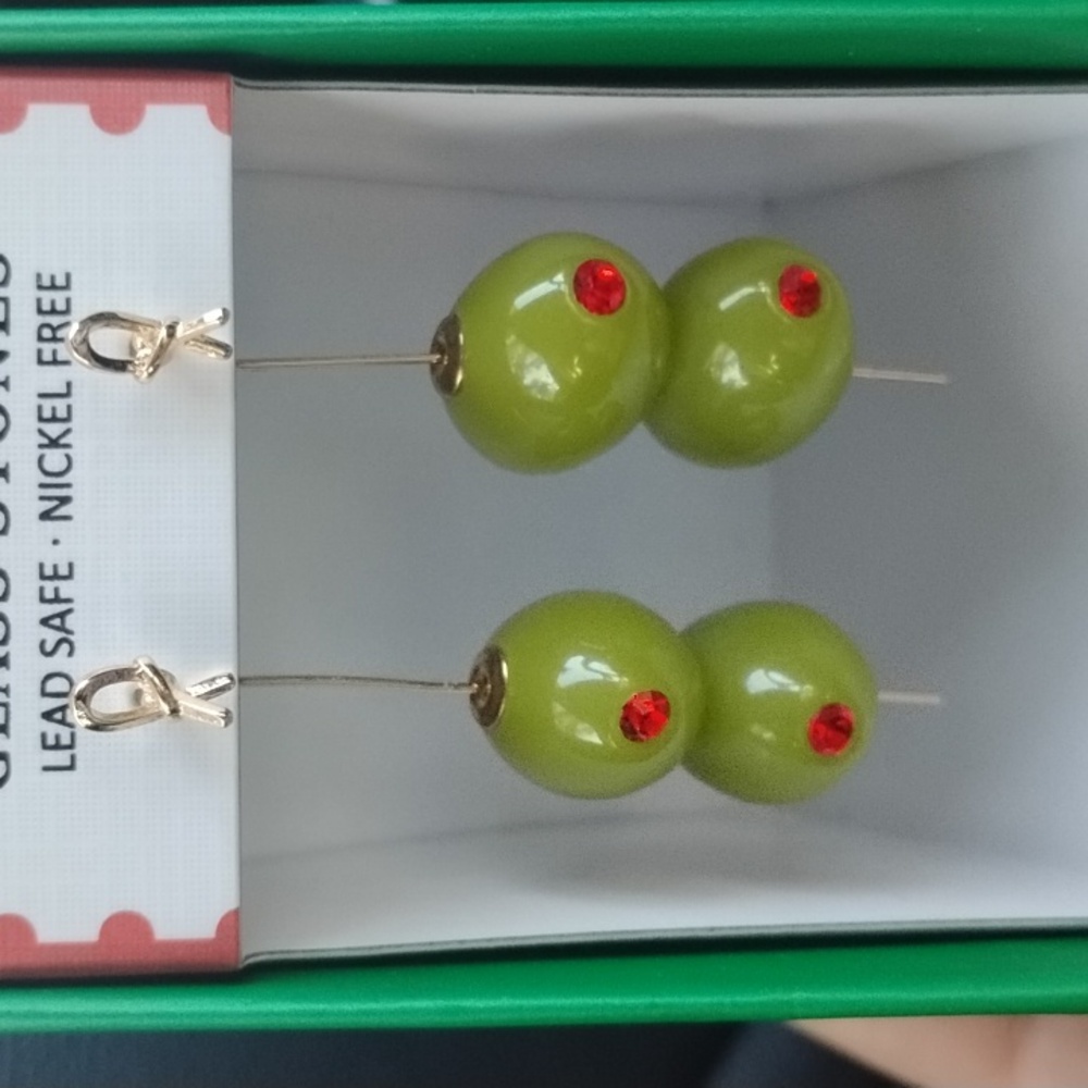 Piper K Green Martini Olive Earrings